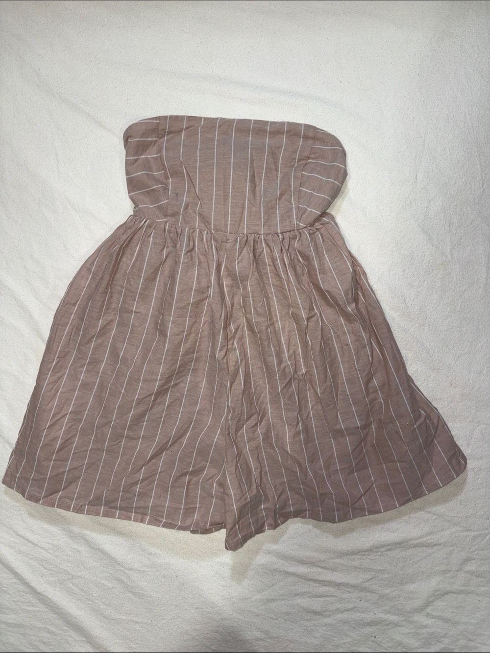 NWT Ultra Flirt Mauve Taupe Striped Strapless Wide Leg Romper - Size XS